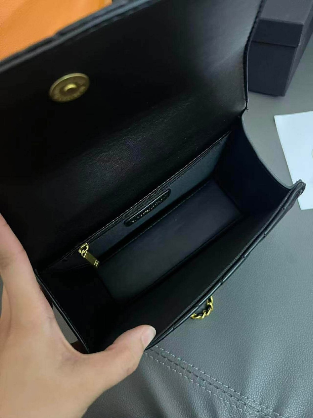CHANEL Black Quilted Leather Crossbody with Gold Chain Strap - Picture 4 of 4